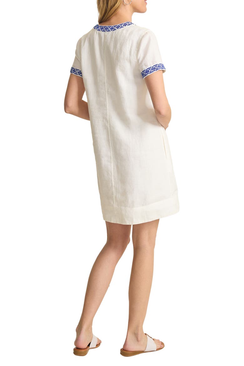 Two Palms Embroidered Detail Shift Minidress, Alternate, color, WHITE/ COBALT HAZE
