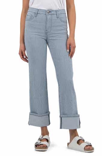 KUT from the Kloth Fay High Waist Cuffed Straight Leg Jeans