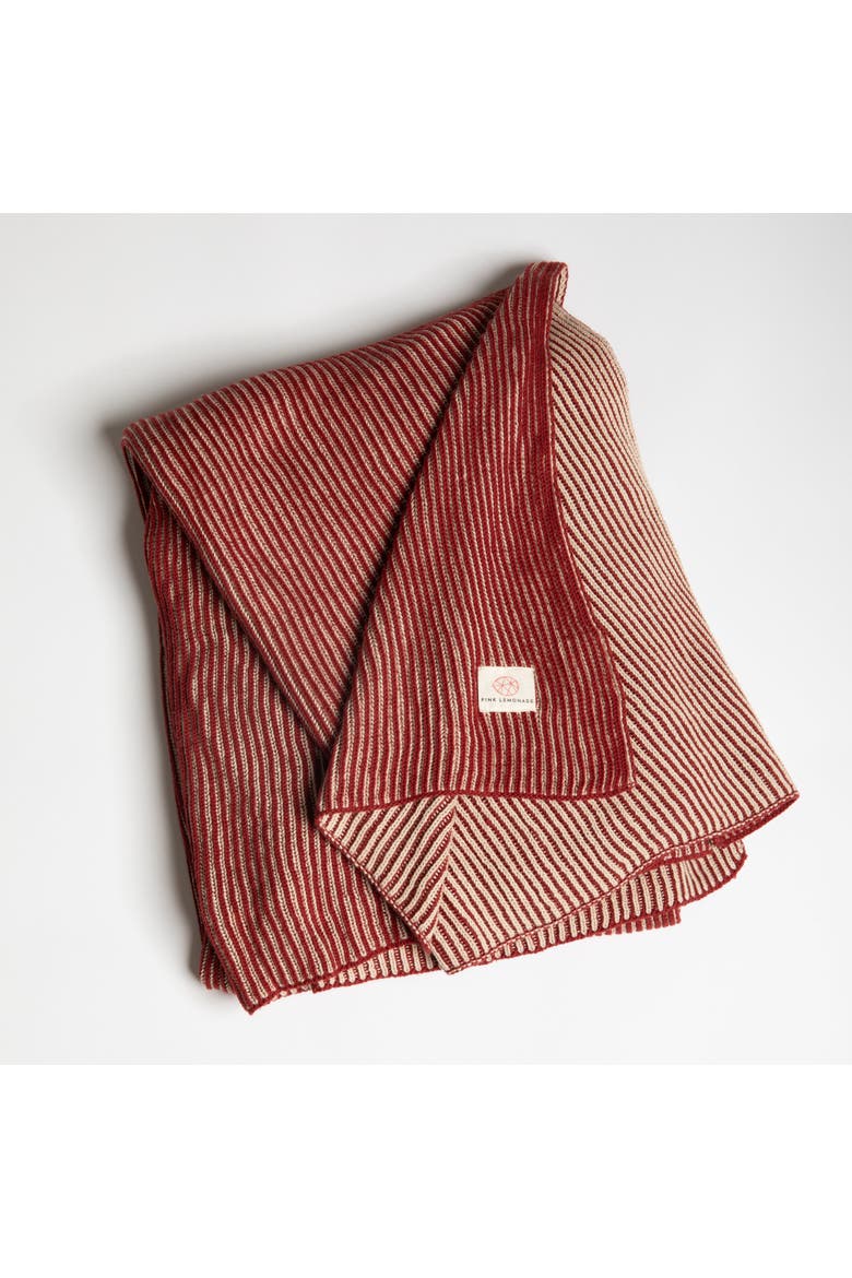Ribbed Organic Cotton Throw Blanket, Main, color, Marsala