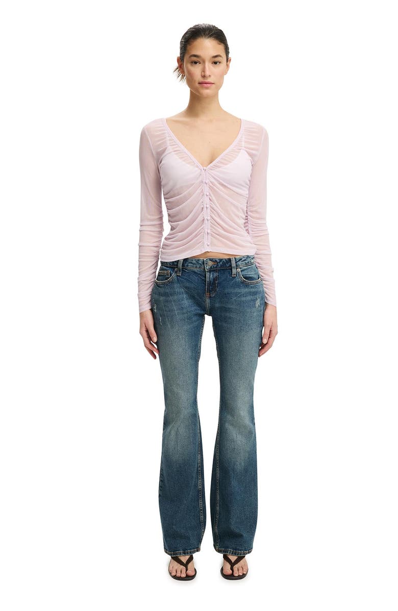 Cotton On Women's Alix Mesh Button Through Long Sleeve, Alternate, color, Light Lilac