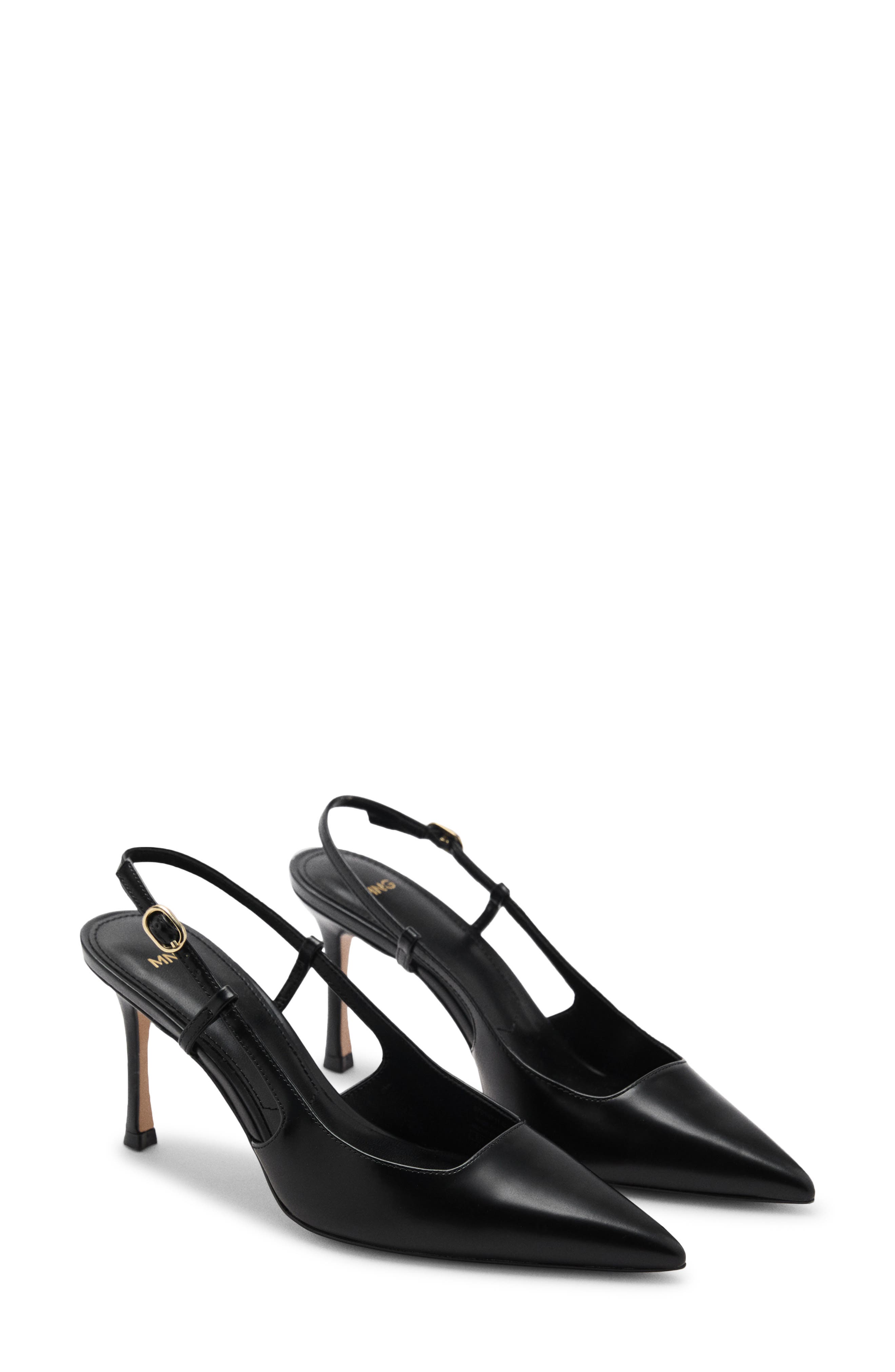 MANGO Pointed Toe Slingback Pump, Main, color, Black