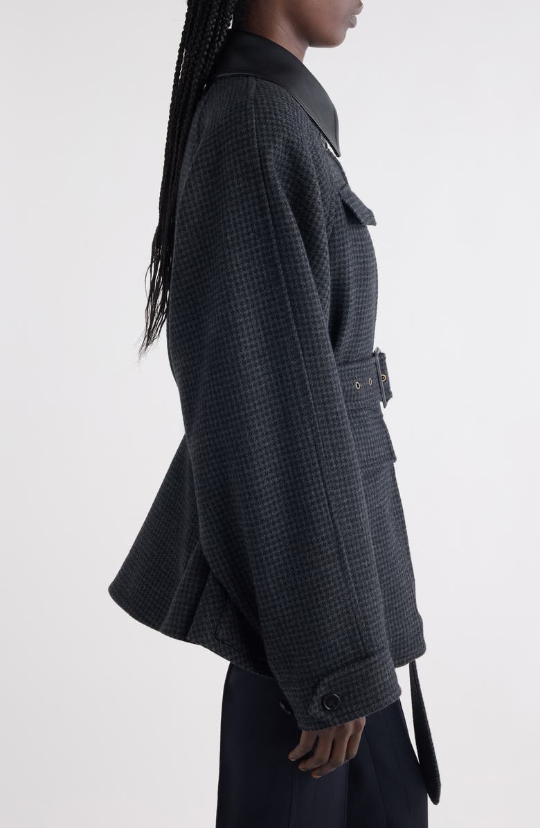 Chloé Houndstooth Wool Hunting Jacket, Alternate, color, Pearly Black