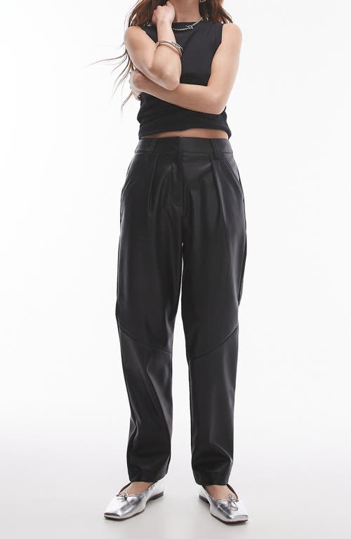 Topshop Faux Leather Peg Pants in Black 