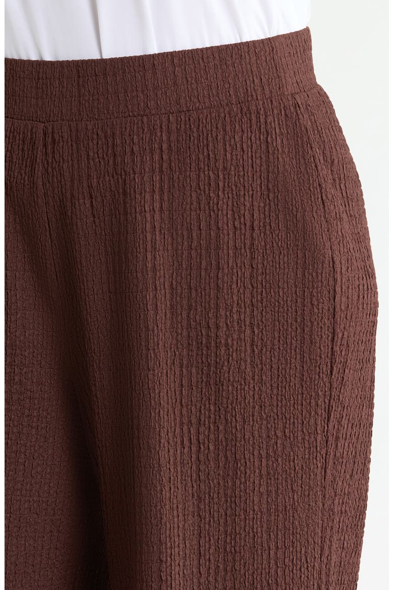 Puckered Wide Leg Pull-On Ankle Pants, Alternate, color, FUDGE