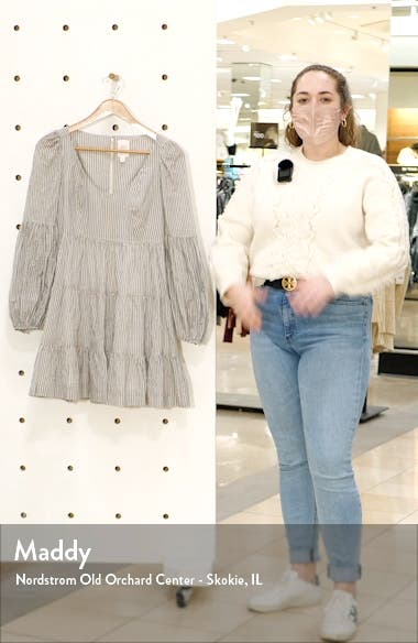 Cinq à Sept Rose Stripe Long Sleeve Babydoll Dress (Women) | Nordstromrack