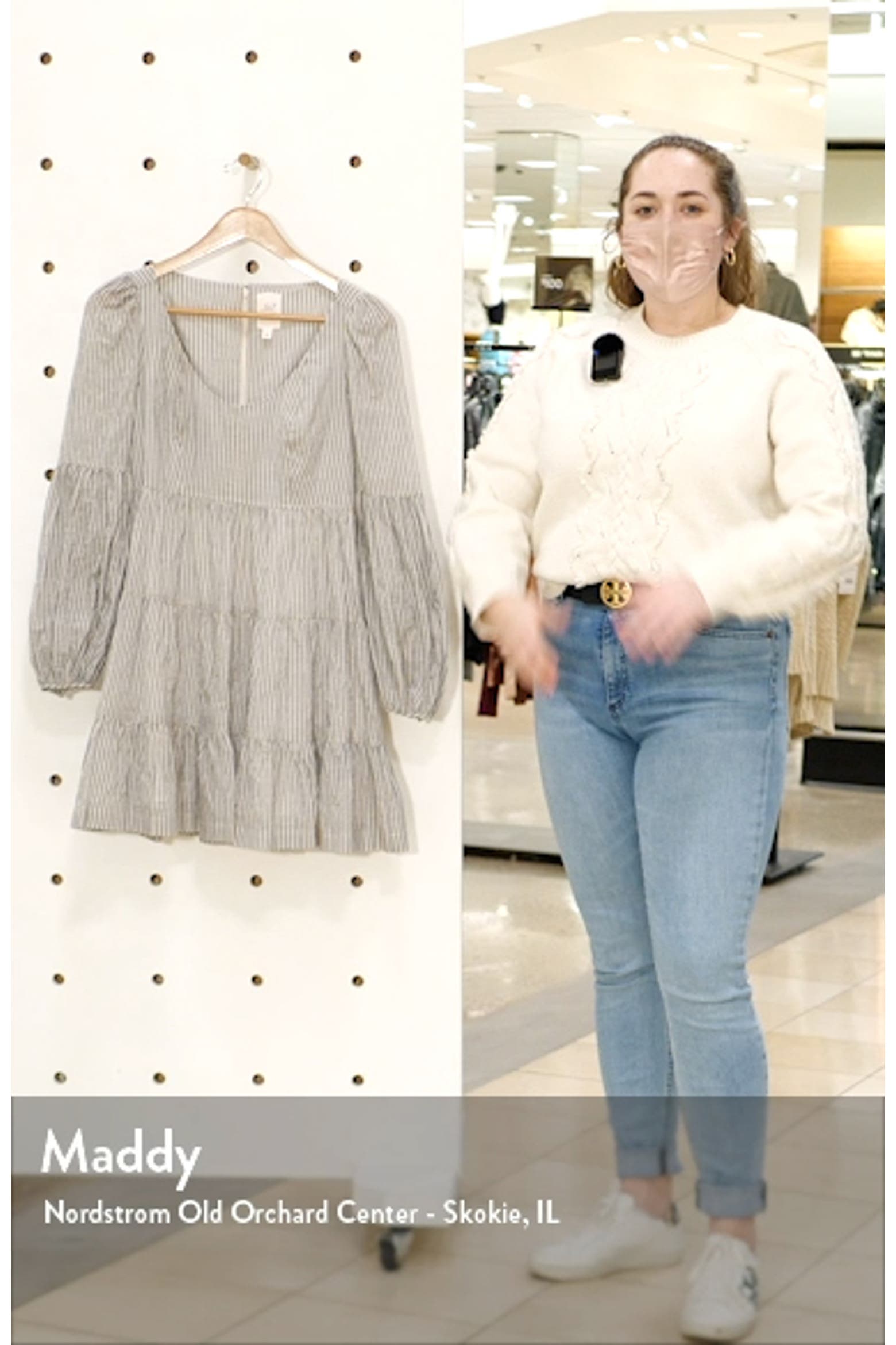 50 Long Roses Cinq à Sept Rose Stripe Long Sleeve Babydoll Dress (Women) | Nordstromrack