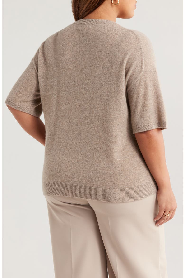 Short Sleeve Cashmere Sweater, Alternate, color, BEIGE BLISS