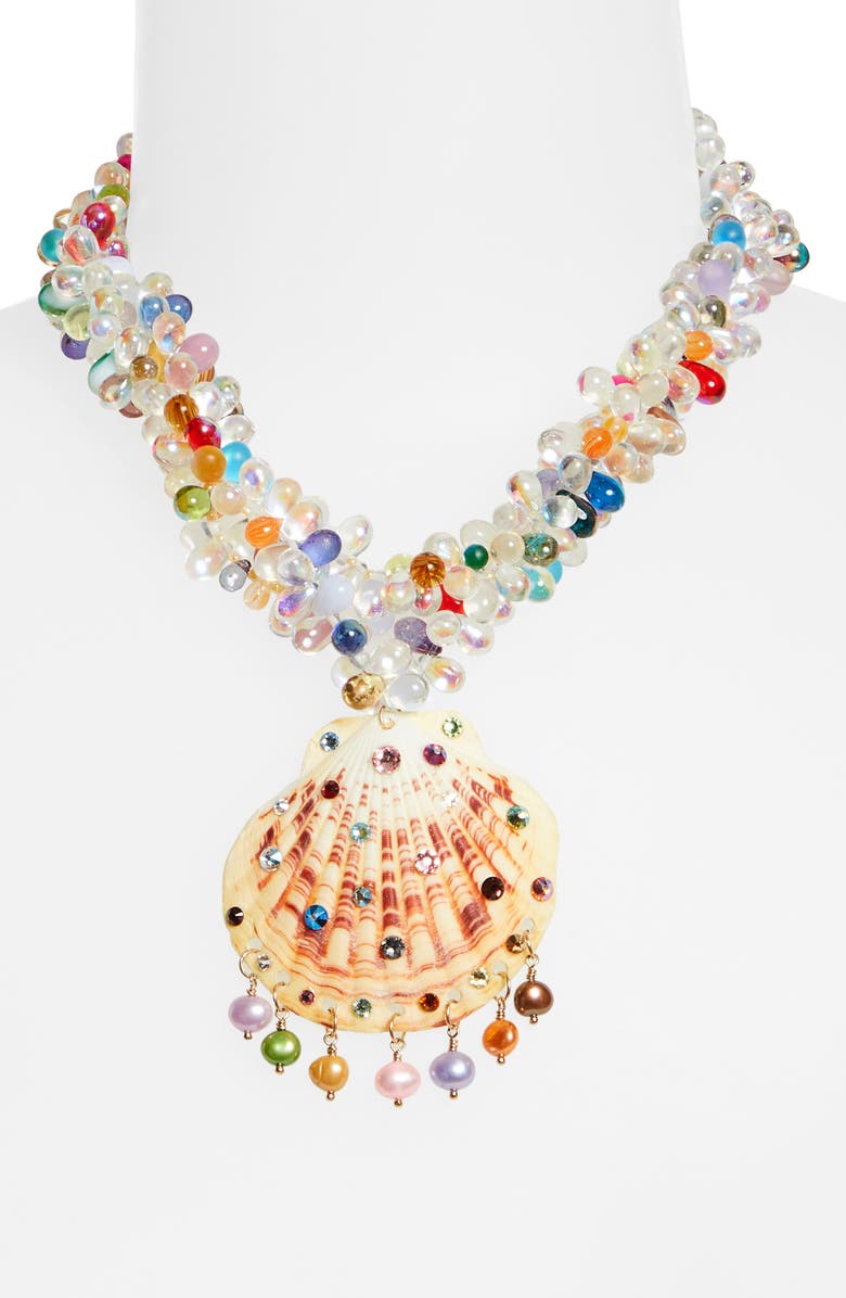 Isshi Salacia Shell Pendant Beaded Necklace, Alternate, color,