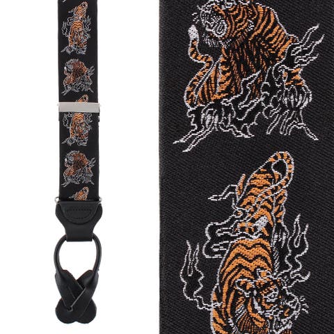 Bengali Crouching Tiger Silk Novelty Button End Suspenders