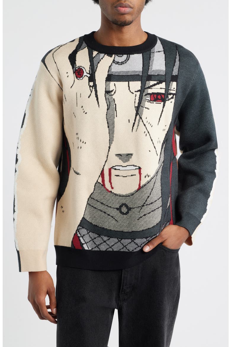 Mangekyo Meltdown Jacquard Graphic Crewneck Sweater, Main, color, IVORY MULTI