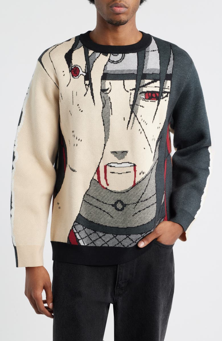 VERYRARE Mangekyo Meltdown Jacquard Graphic Crewneck Sweater, Main, color, Ivory Multi