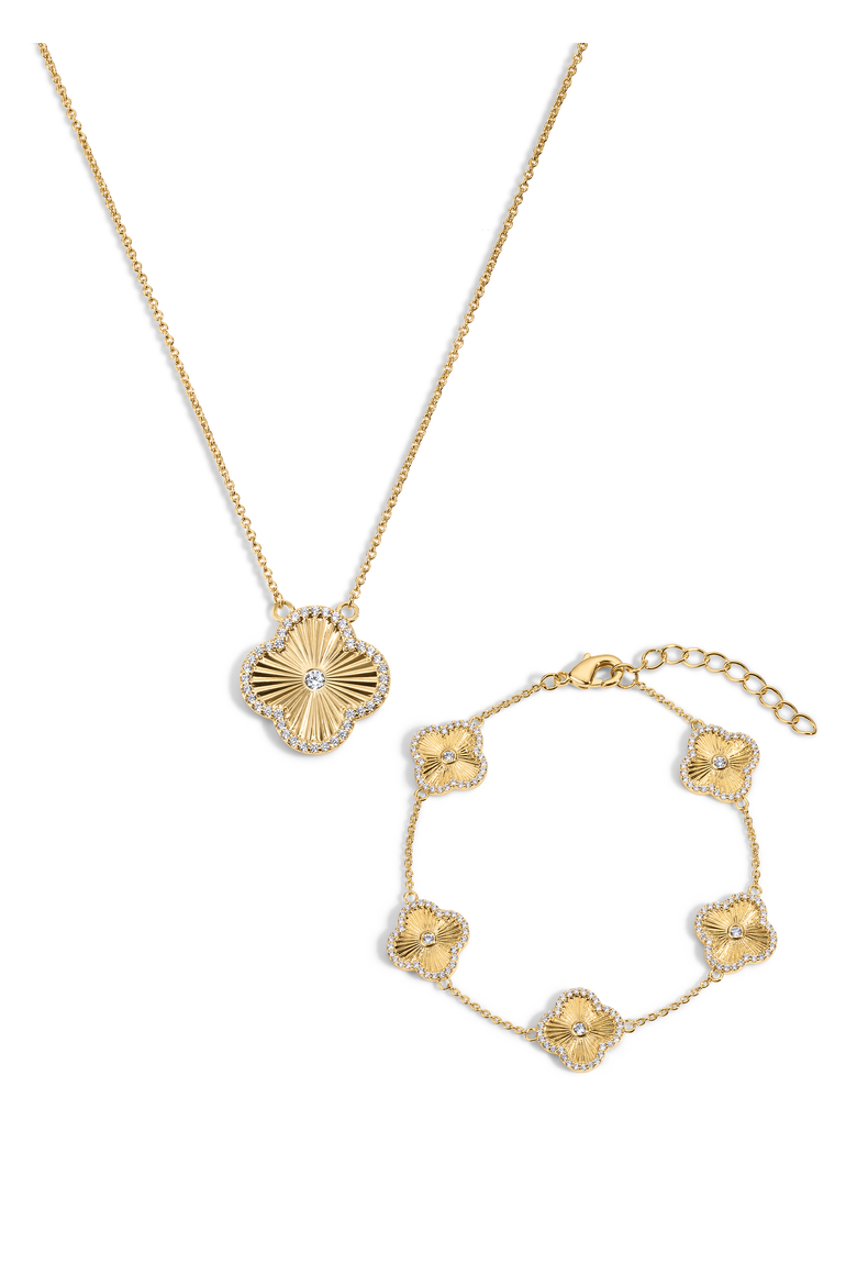 Icon Clover Necklace and Bracelet Set of 2, Main, color, Gold