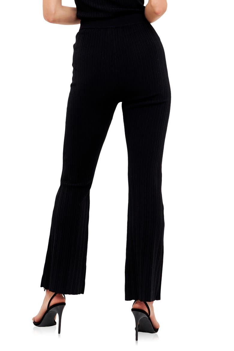 Flare Leg Rib Pants, Alternate, color, BLACK