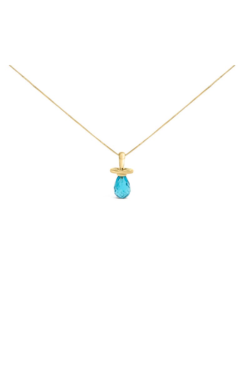 Haus of Brilliance 14K Yellow Gold and Blue Quartz Pacifier Pendant Necklace, Alternate, color, Yellow