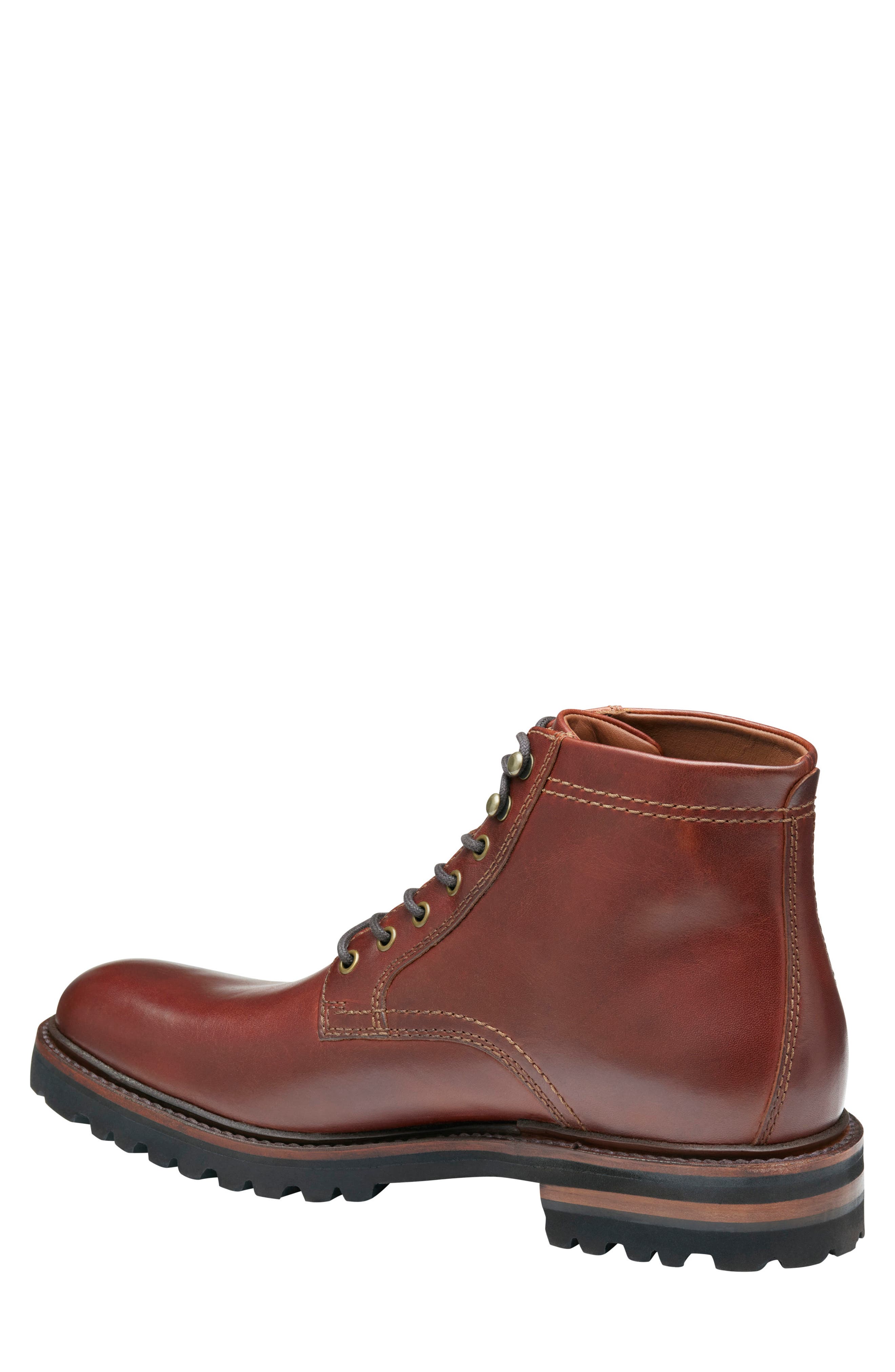 Johnston & Murphy Dudley Plain Toe Lug Boot, Alternate, color, Mahogany Full Grain