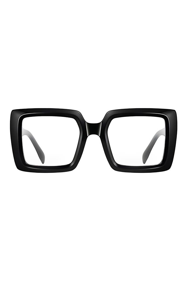 Etta 48mm Square Blue Light Blocking Glasses, Main, color, BLACK / CLEAR