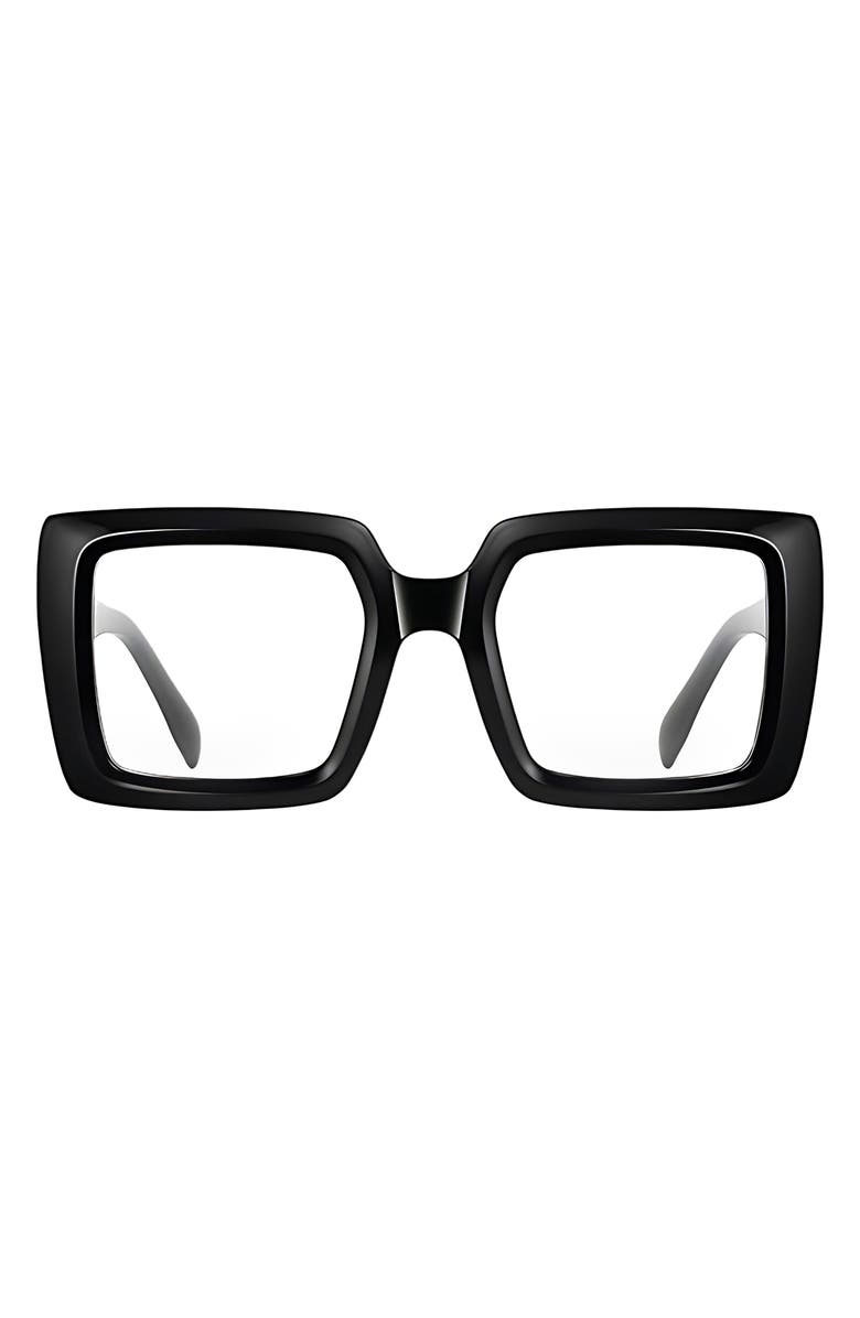 Fifth & Ninth Etta 48mm Square Blue Light Blocking Glasses, Main, color, Black / Clear