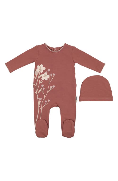 Maniere Manière Blooming Bouquet Footie & Hat Set In Pink