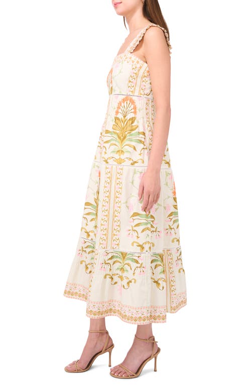 Shop Cece Print Pintuck Sleeveless Midi Dress In New Ivory