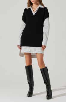 ASTR the Label Ishilly Layered Long Sleeve Sweater Shirtdress