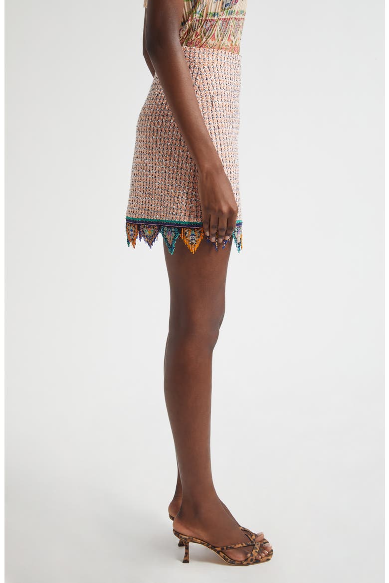 Bead Fringe Tweed Miniskirt, Alternate, color, MULTICOLOR ORANGE BASE