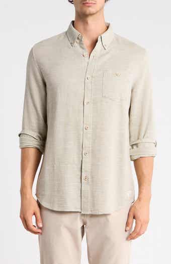 Horizontal Slub Pebble Long Sleeve Button-Down Shirt
