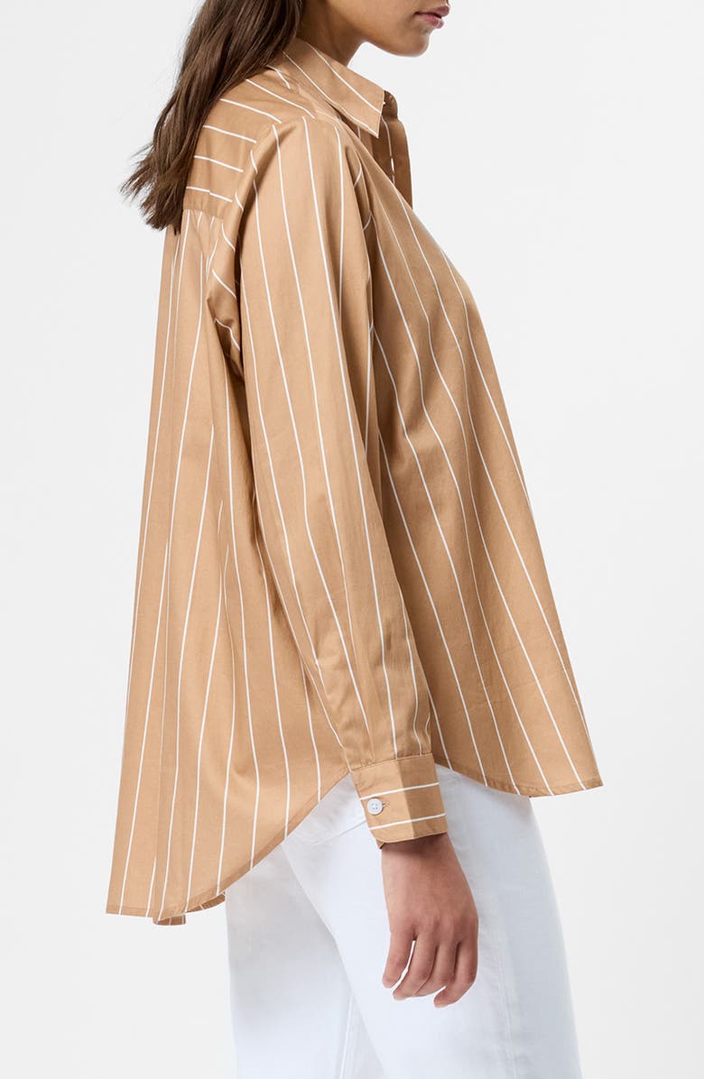 French Connection Alexis Stripe Cotton Poplin Button-Up Shirt, Alternate, color, Macchiato