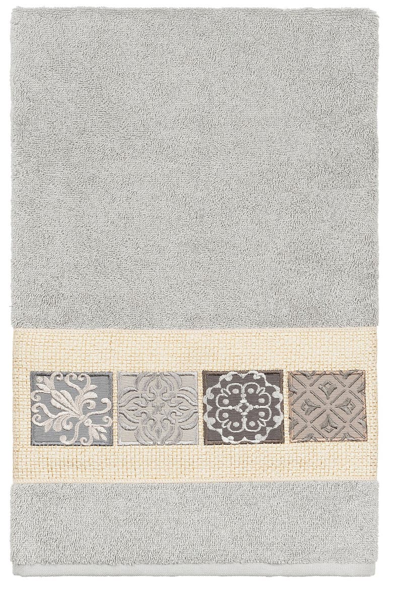 Vivian 3-Piece Embellished Towel - Light Gray, Alternate, color, LIGHT GRAY