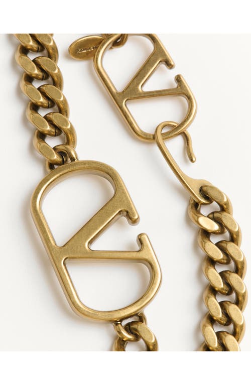 Valentino Garavani Vlogo Signature Chain Belt Woman Antique Gold S In Dark Brown/gold