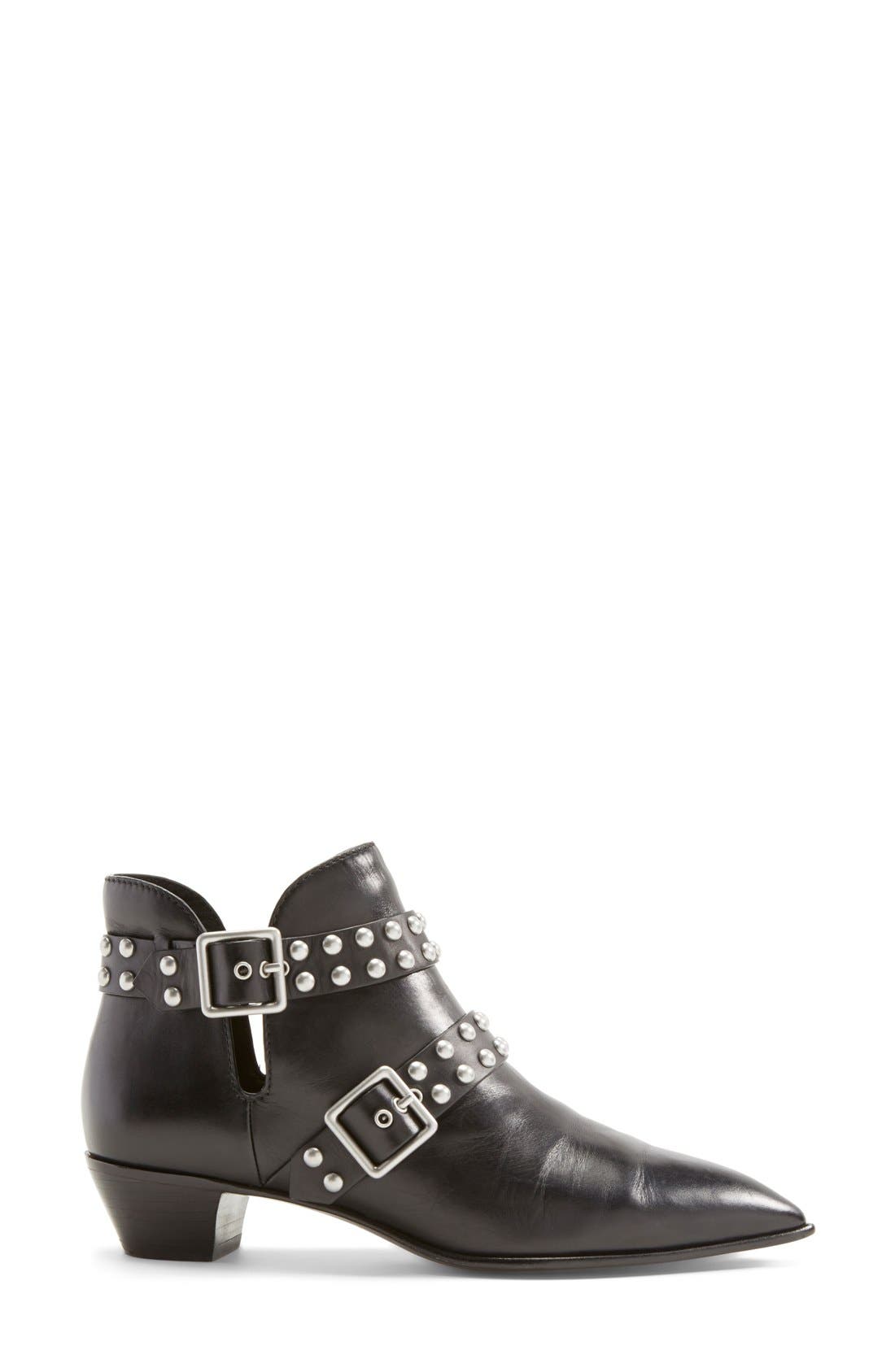 MARC BY MARC JACOBS 'Carroll' Studded Leather Pointy Toe Ankle Boot, Alternate, color, BLACK LEATHER
