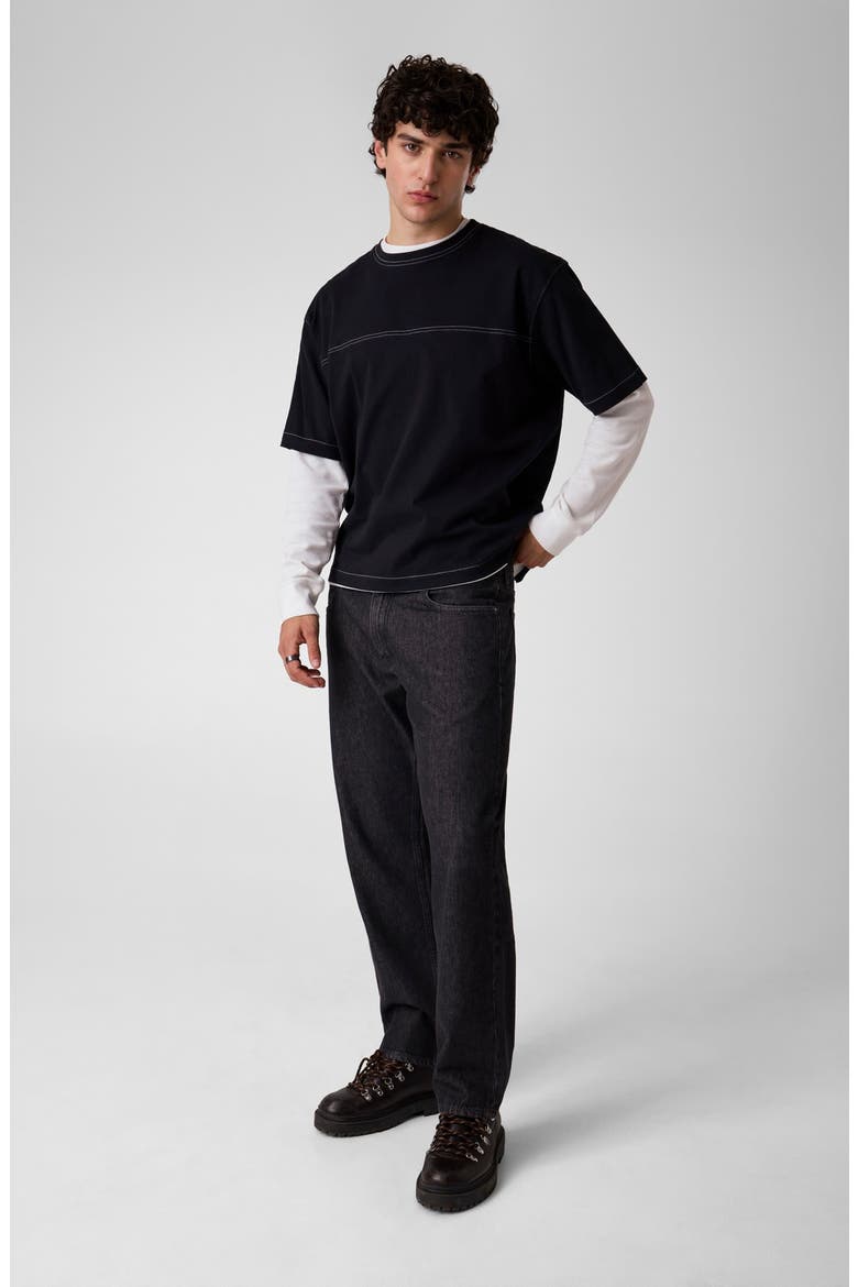 Contrast Stitch Boxy T-Shirt, Alternate, color, JBLACK-BLACK