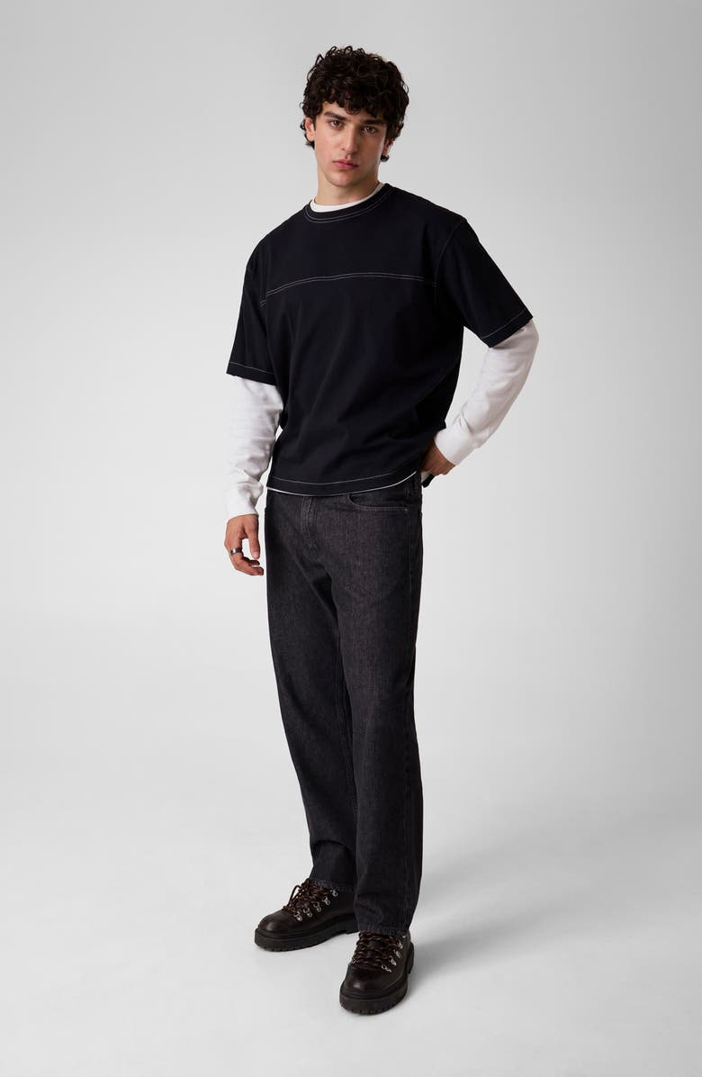 GUESS Contrast Stitch Boxy T-Shirt, Alternate, color, Jblack-Black
