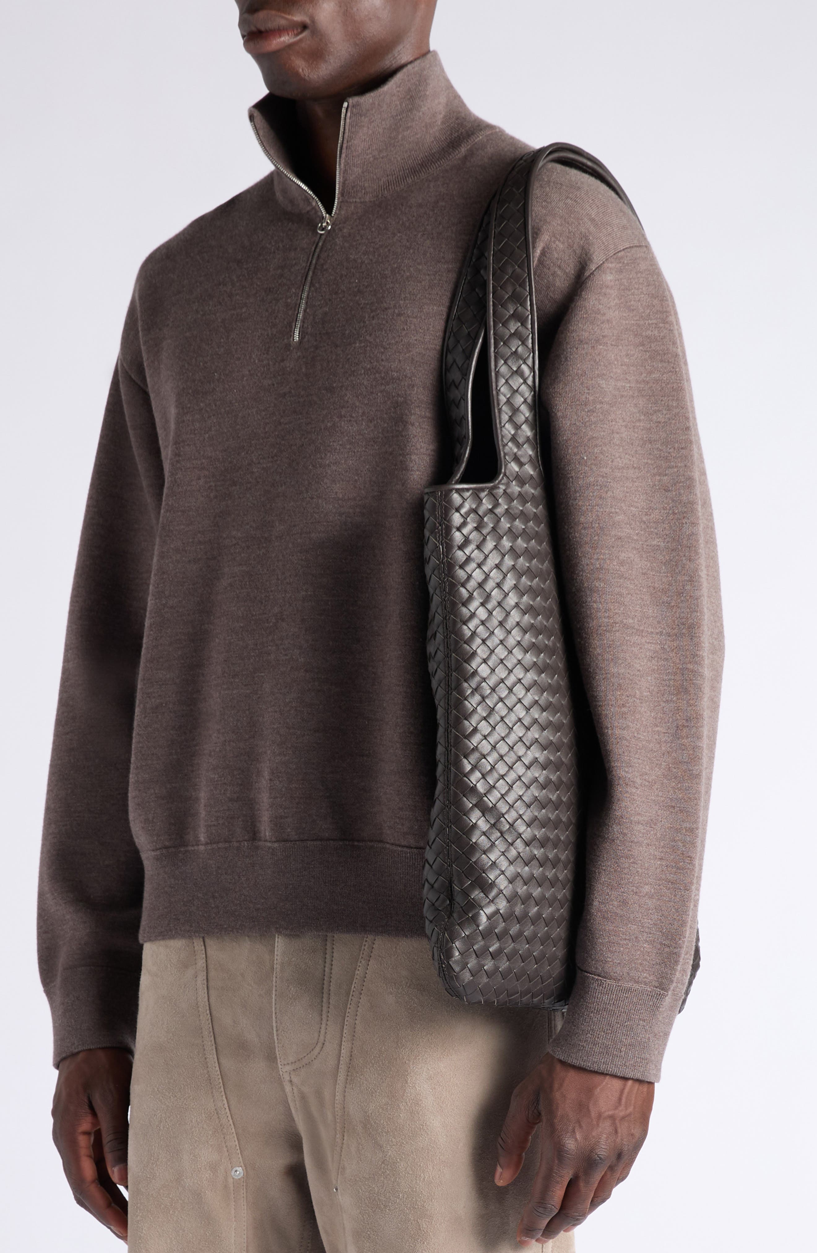 Bottega Veneta Veneto Small Intrecciato Leather Tote, Alternate, color, 2008 Espresso-Silver