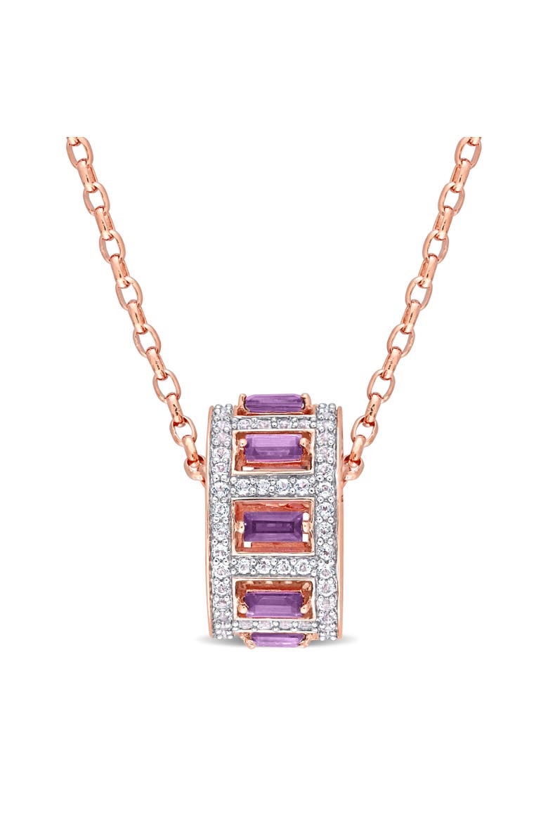 Gemstone & White Topaz Pendant Necklace, Main, color, Amethyst/Rose-Plated