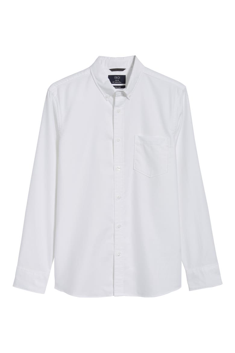 Trim Fit Washed Oxford Shirt, Alternate, color, WHITE OXFORD