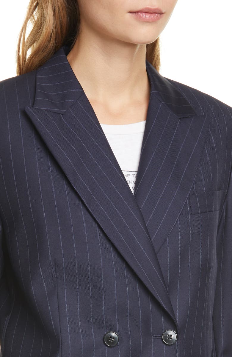 Re/Done '70s Pinstripe Double Breasted Wool Blazer, Alternate, color, 