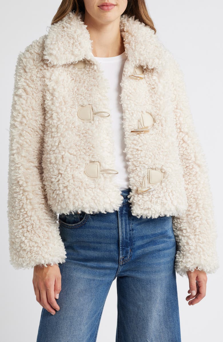 Lucky Brand Toggle Faux Fur Jacket, Alternate, color, Ecru