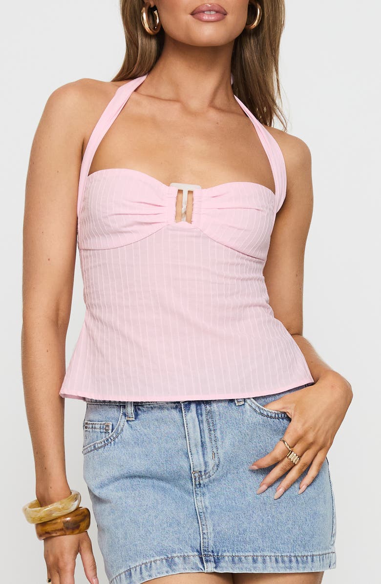 Princess Polly Isabetta Cotton Halter Top, Main, color, Pink