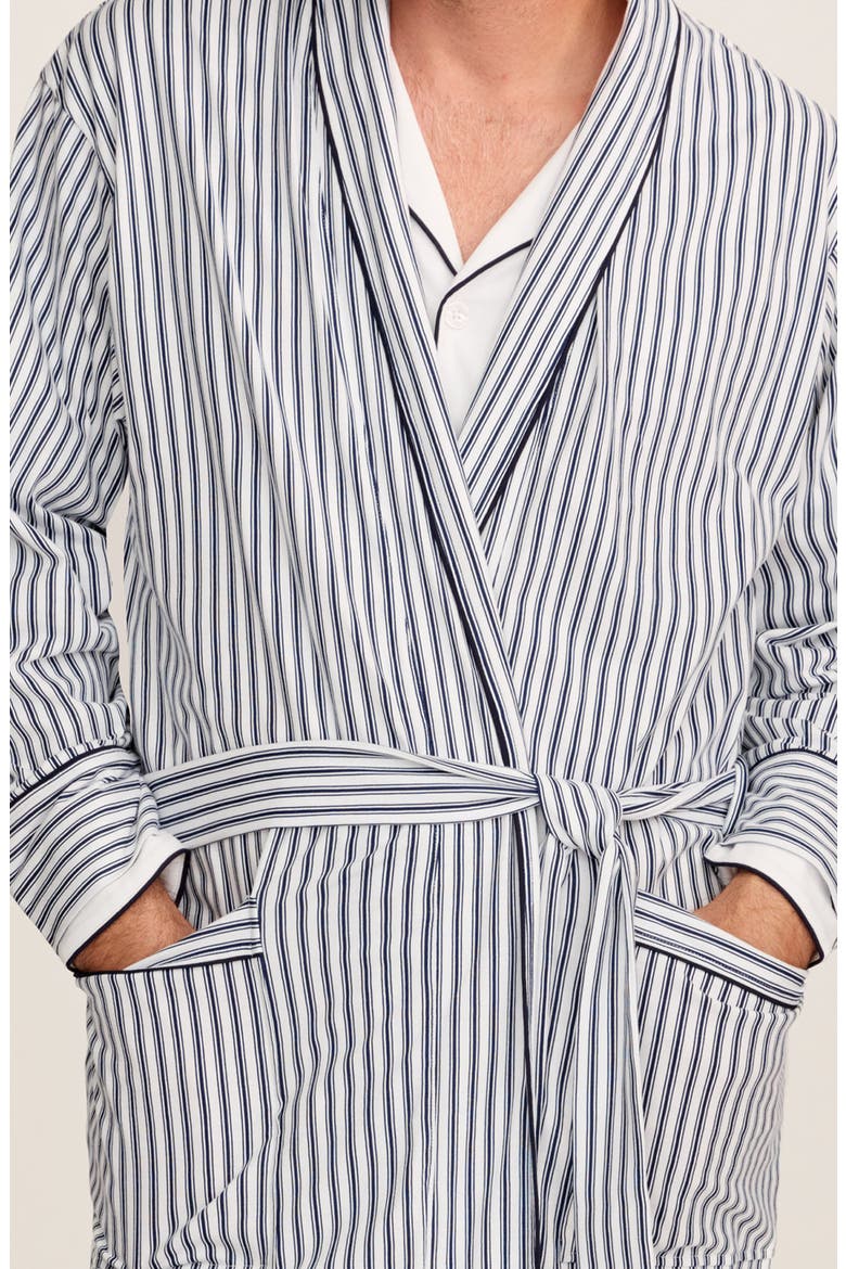 French Ticking Pima Robe, Alternate, color, NAVY
