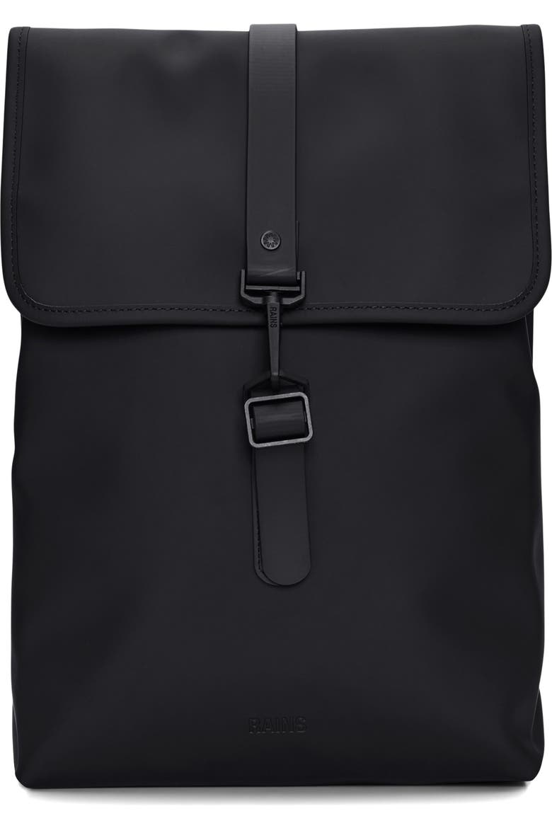 rains waterproof backpack in black W3 (Black) / One Size / Rubber This stylish rucksack from the RAINS Book Daypack series is a must Rains Backpack Black | La