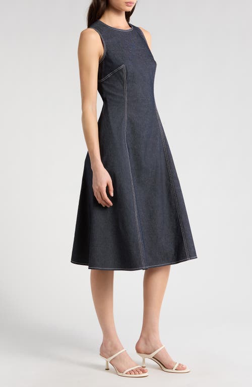 Vince Camuto Denim Fit & Flare Midi Dress In Blue
