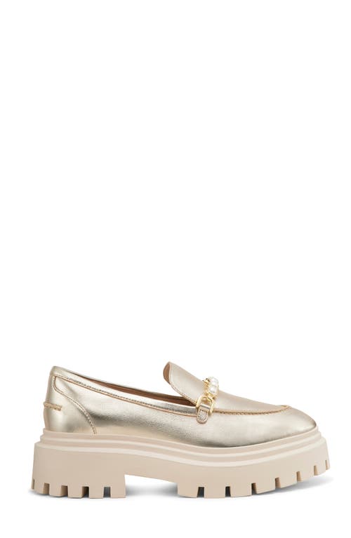 Stuart Weitzman Perla Ulra Lug Leather Loafer In Platino