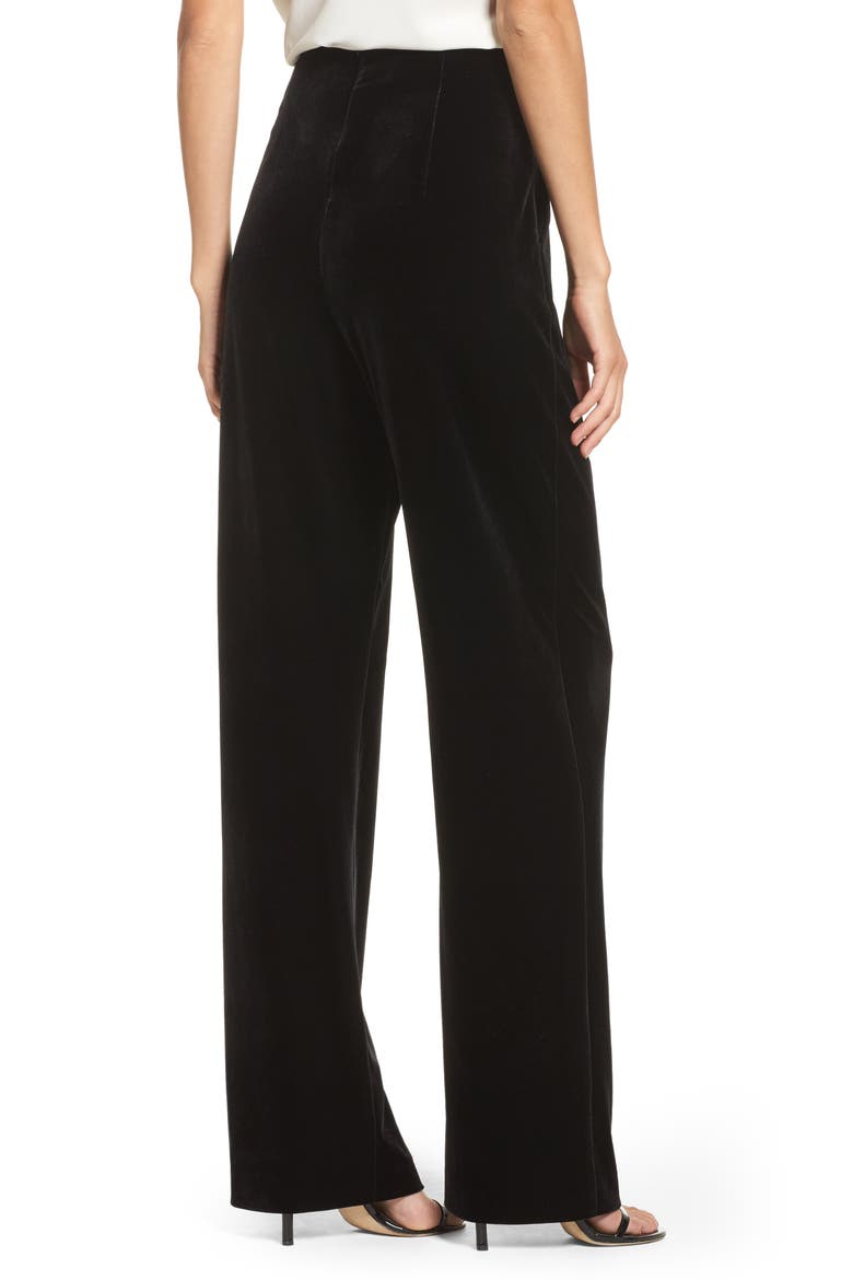 Wide Leg Velvet Trousers, Alternate, color, BLACK