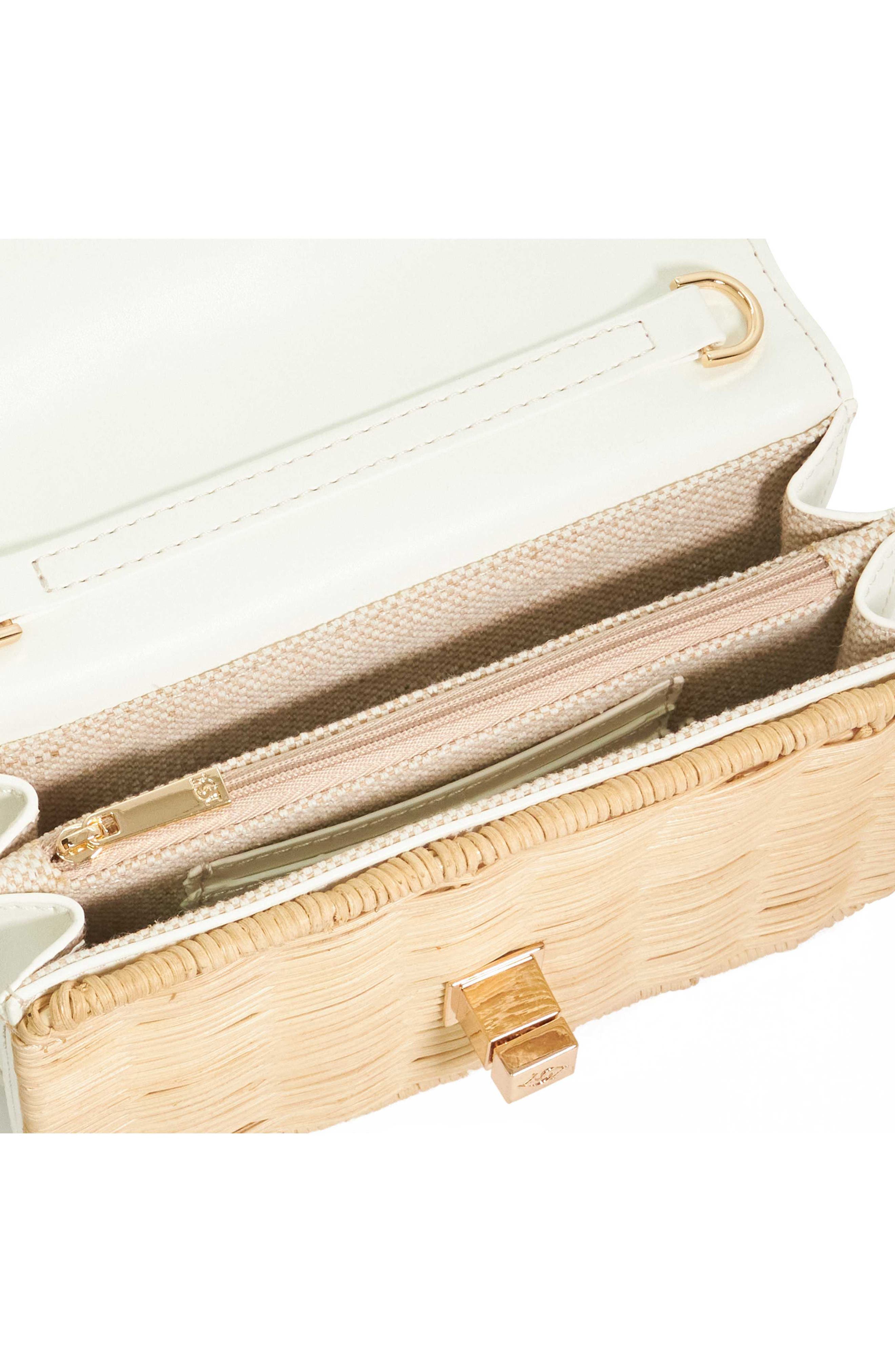 Dune London Blooms Woven Rattan Shoulder Bag, Alternate, color, Blush