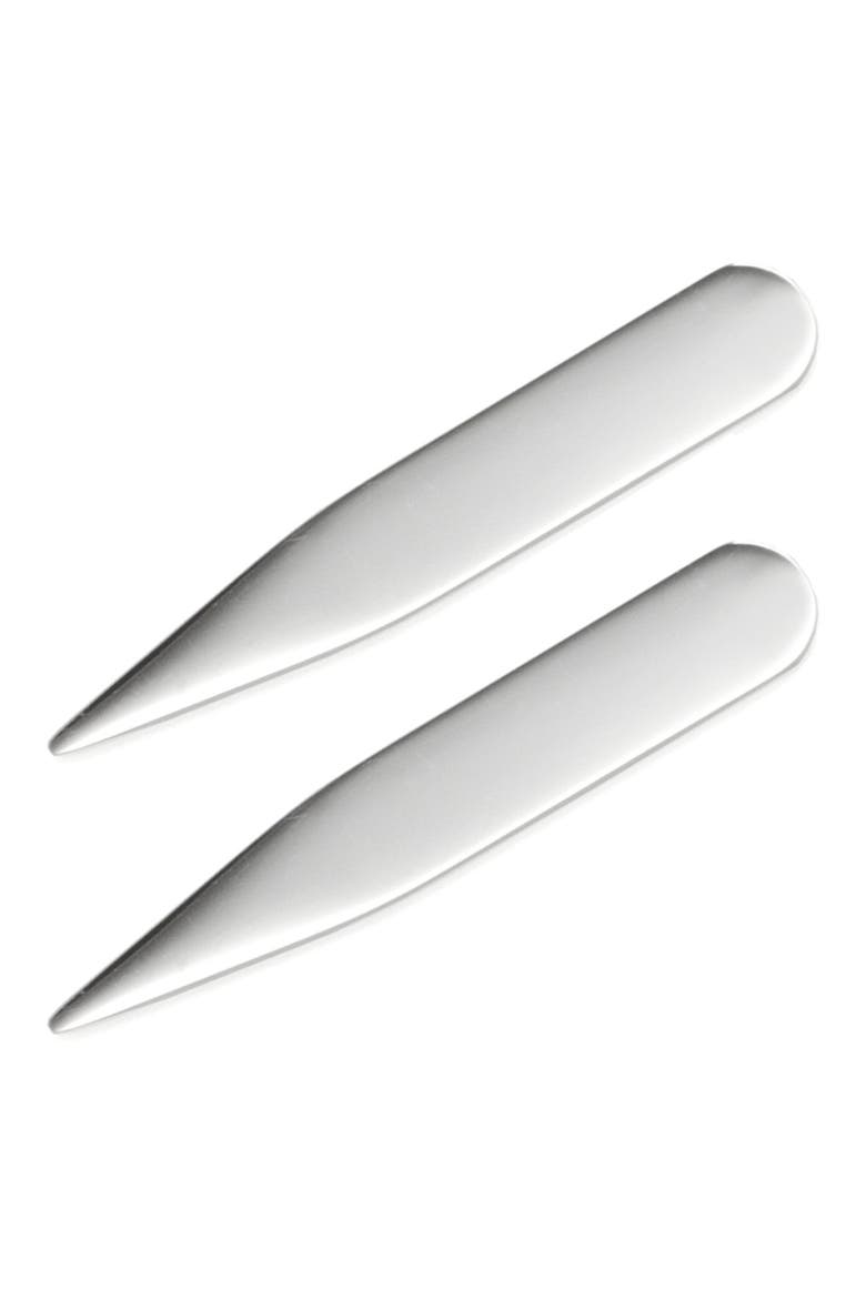 Set of 2 Short Stainless Steel Collar Stays, Alternate, color, SILVER