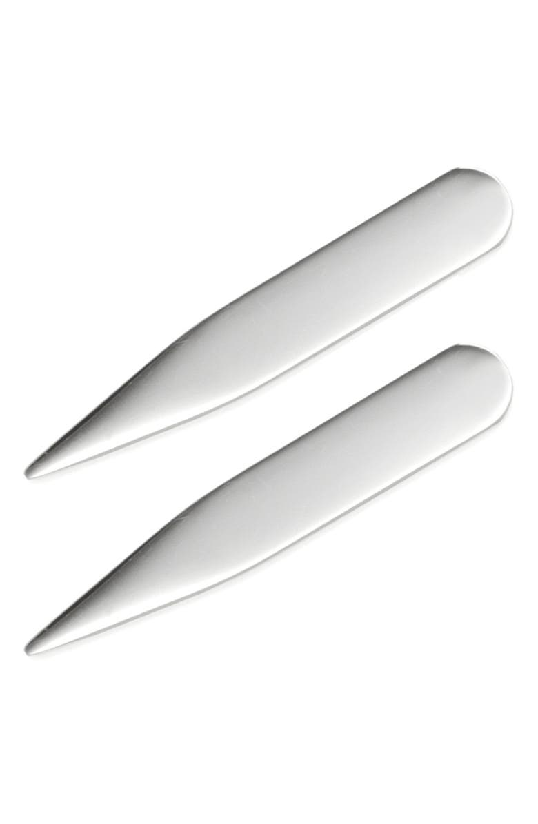 Cufflinks, Inc. Set of 2 Short Stainless Steel Collar Stays, Alternate, color, Silver