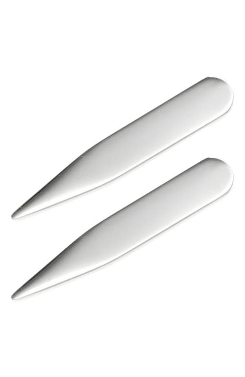 Cufflinks, Inc . Set Of 2 Short Stainless Steel Collar Stays In Silver