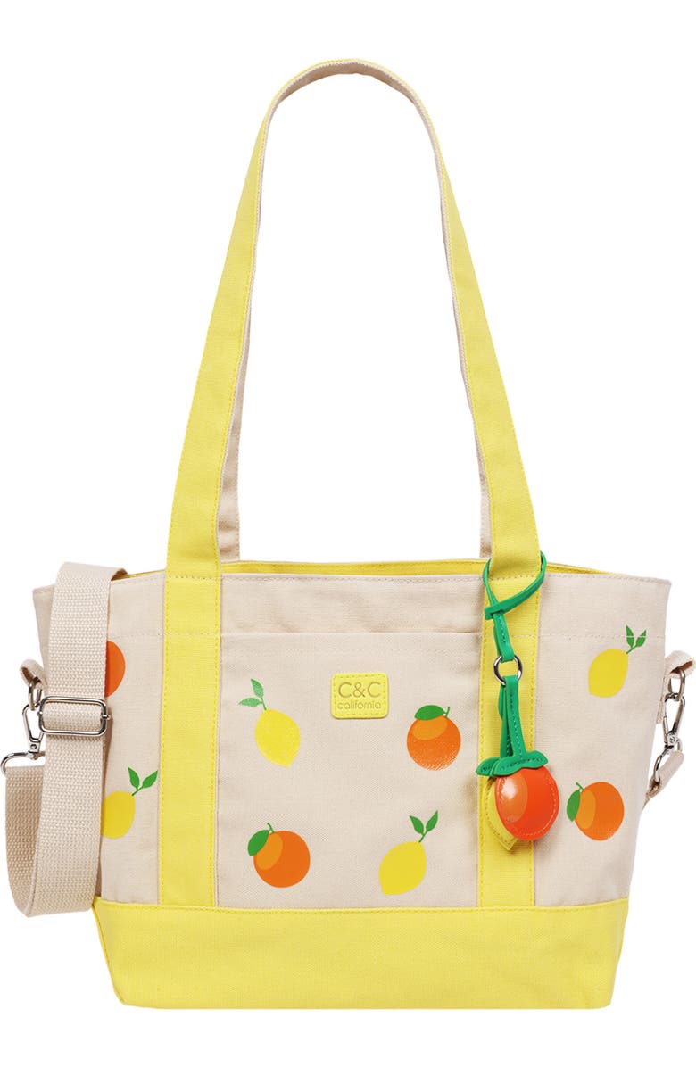 C & C California Citrus Fruit Tote Bag, Main, color, Yellow