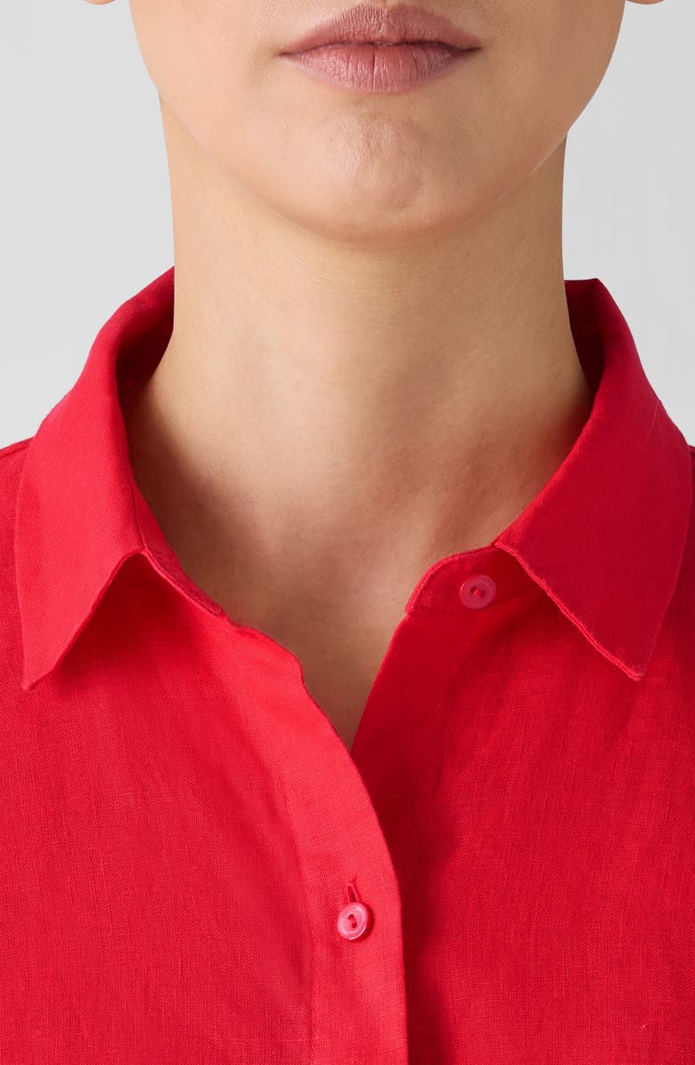 Eileen Fisher Classic Crop Organic Linen Button-Up Shirt, Alternate, color, 