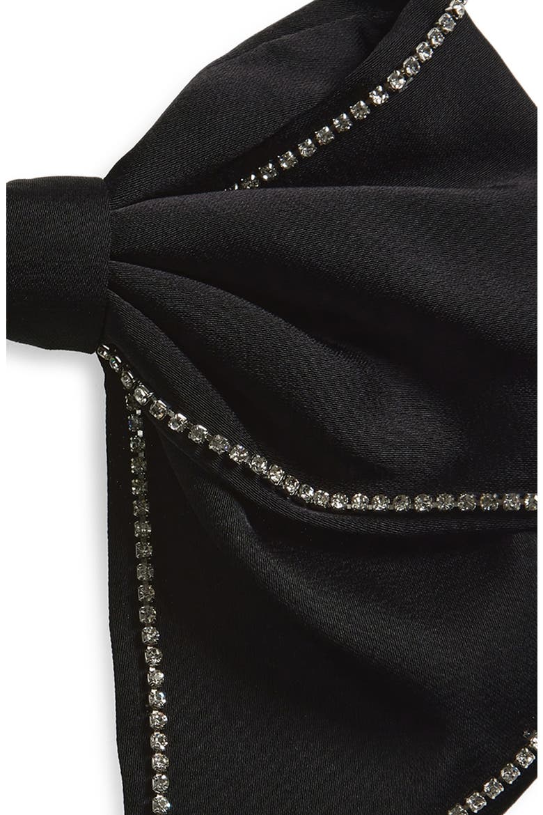 Rhinestone Bow Barrette, Alternate, color, BLACK